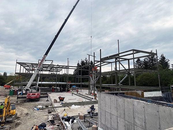 steel being lifted with a crane