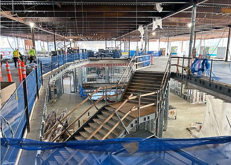 a large stairway under construction in a building under construction