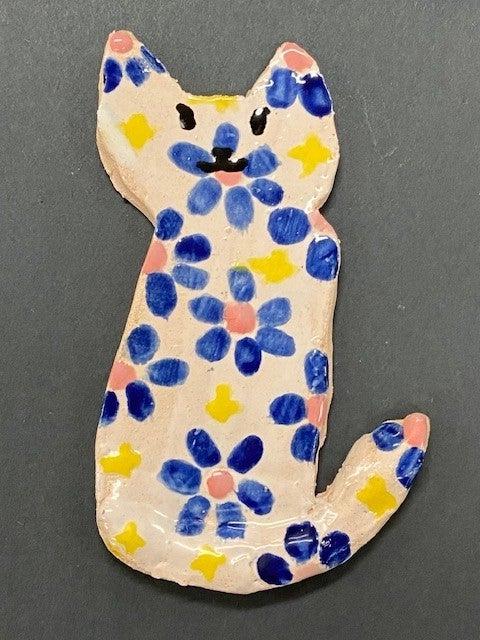 Avery Zerby, 6th Grade, "Talavera Cat", Ceramic