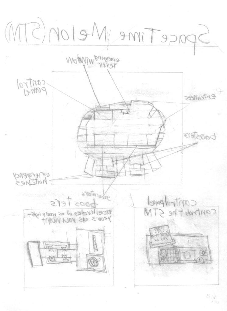 Theo Lee, 8th Grade, "Space Melon", Drawing