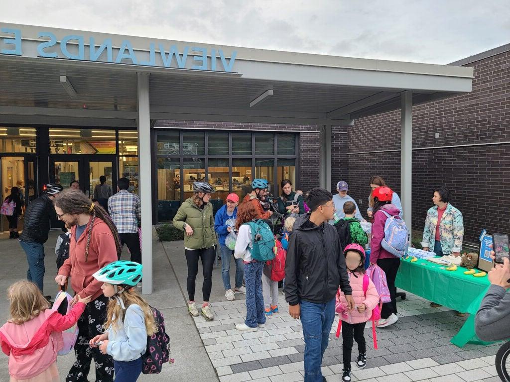 students and families outside of Viewlands Elementary.